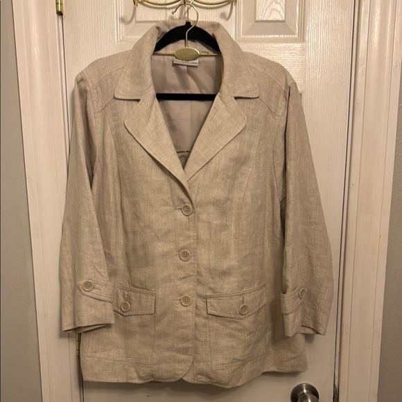 St. John's Bay Cream Blazer 100% Linen Jacket - Picture 1 of 10